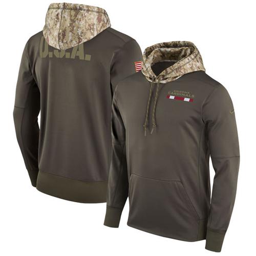 Men's Arizona Cardinals Nike Olive Salute to Service Sideline Therma Pullover Hoodie